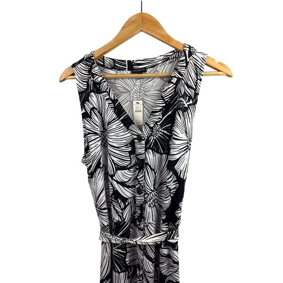 Talbots Black & White Floral Sleeveless Maxi Dress Size L - Picture 2 of 6
